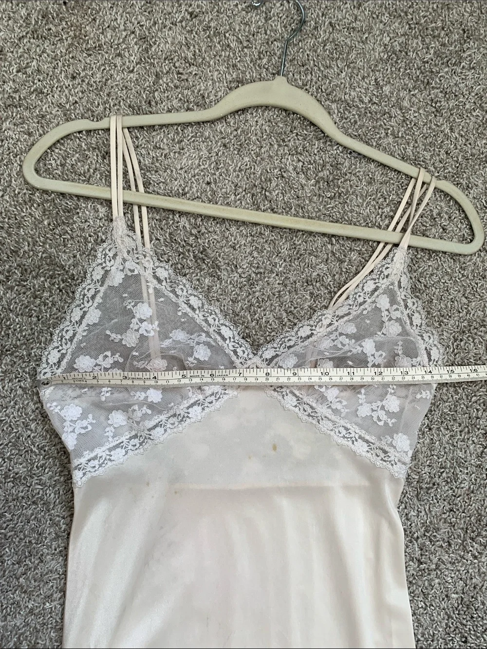 Vintage Sheer Lace-Top Slip Maxi Nightgown in Cream
